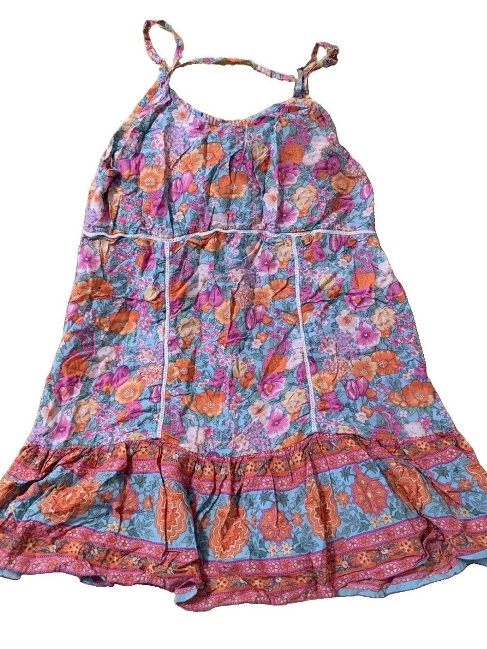 Women’s Floral Tunic Sundress  Dress Shirt Boho Country Western Shift Size Small